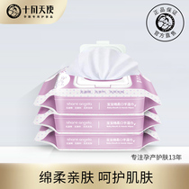  October angel baby wipes Baby hand and mouth wipes Plant gentle clean and skin-friendly 80 suction with cover 3 packs