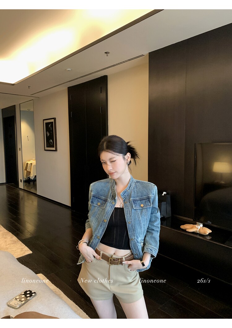 반항적 인 아메리칸 무거운 작업 워싱 마 오래된 편안함 면 100% 파란색 데님 재킷 재킷 경량 상세 이미지 6