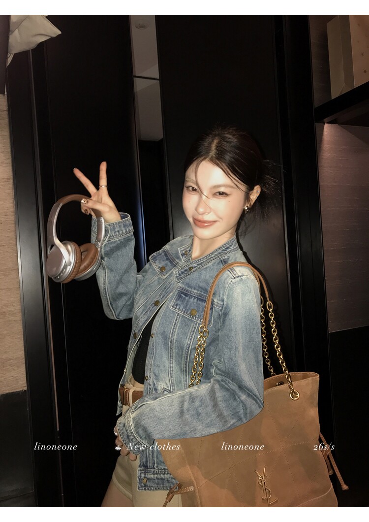 반항적 인 아메리칸 무거운 작업 워싱 마 오래된 편안함 면 100% 파란색 데님 재킷 재킷 경량 상세 이미지 8