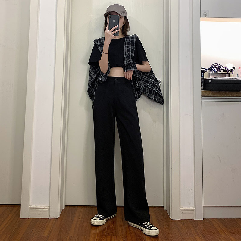 Broadlegged Pants Woman High Waist Pituality Summer 2022 New Black Western Dress Pants Straight Barrel Loose Lean Casual Tug Pants