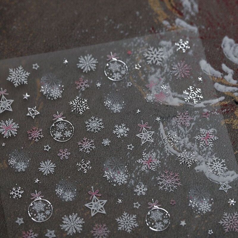 Nail Art ins Christmas White Popular Snowflake Stickers Embossed Three-Dimensional Christmas Fantasy Decorations Nail Stickers