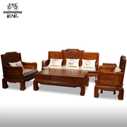 Dragon Shangming Ming và Qing Dynasties cổ điển chạm khắc sofa gỗ gụ Miến Điện đồ nội thất hoa quả lớn gỗ hồng mộc rắn gỗ sofa bàn cà phê kết hợp - Bộ đồ nội thất