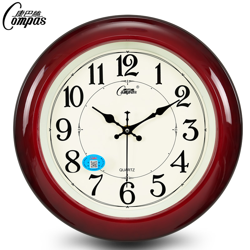 Combus silent wall clock living room bedroom watch European pastoral watch is a wooden wall quartz clock