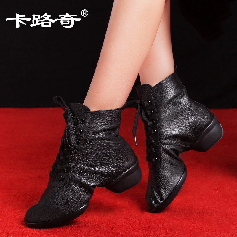 Card Road Dance Shoes Women's Real Leather Adult Jazz Dance Shoes 2022 Spring New Sailors Square Dance Boots
