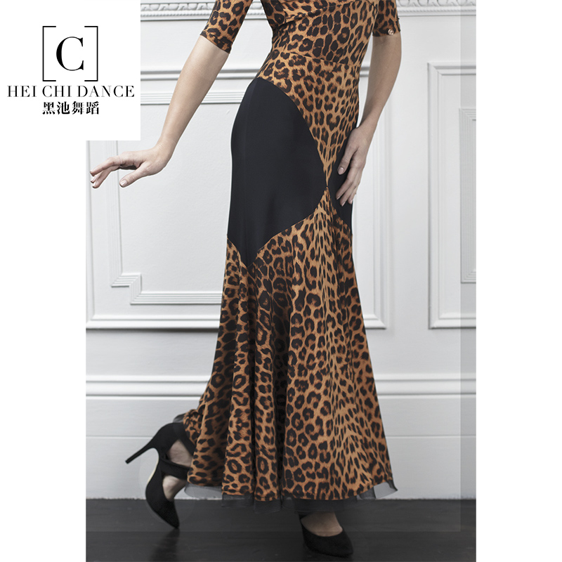 Black Pool Dance National Mark Dance Social Dance Practice Performance Wear BAO WEN Explicit Legs Grow Up The Morden Dance Practice Dress 2005