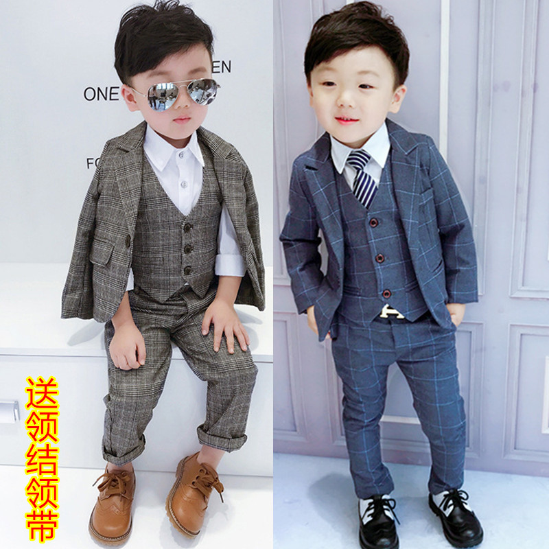 Boy suits suit Inron Spring and autumn children West suit foreign pie baby gown flower children walk show to take the tide