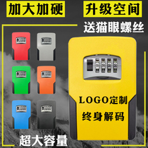 Large decoration key password box construction site code lock cat eye wall-mounted homestay storage key box metal anti-theft