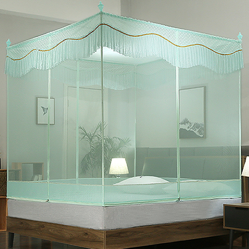 Mosquito net three doors 1 2m Laced Sitting Bed Type 1 5m Encrypted Thickened Mongolia Bag 1 8m Home Princess Wind Veins
