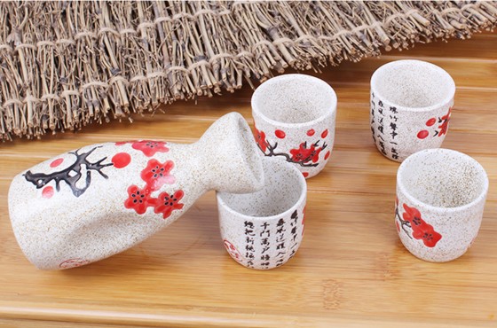 Rượu vang Jingdezhen đặt rượu theo phong cách Trung Quốc sake Nhật Bản rượu hip bình rượu thủy tinh nhà ấm rượu vang nồi 1 nồi 4 ly - Rượu vang đồ khui rượu