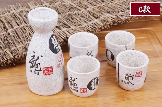 Rượu vang Jingdezhen đặt rượu theo phong cách Trung Quốc sake Nhật Bản rượu hip bình rượu thủy tinh nhà ấm rượu vang nồi 1 nồi 4 ly - Rượu vang đồ khui rượu