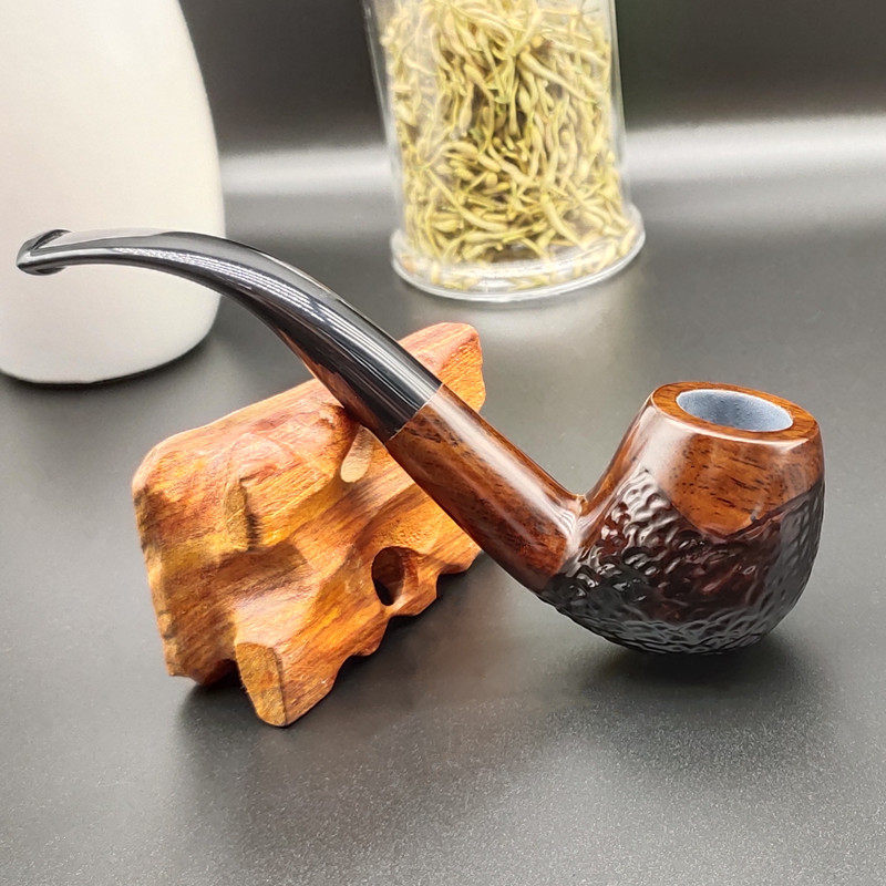 Ebony wood pipe men's solid wood handmade briar wood smoke pot mouth dry pipe filter pipe tobacco special accessories