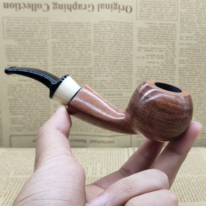 Classic flower wood bend pipe solid wood handmade pot with tobacco dry pipe pipe pot retro man