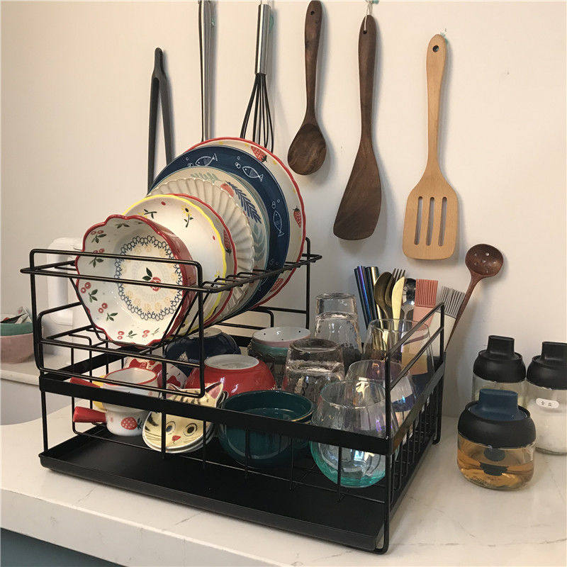 Dishes plate storage shelf kitchen rack storage tableware storage box countertop drain bowl rack drain rack artifact