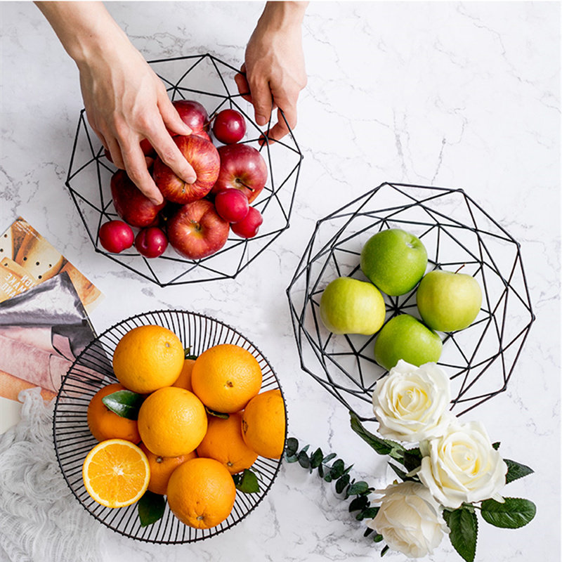 Modern European Style Nordic Fruit Pan Fruit Pan Living Room Creative Home Water Fruit Basket Tea Table Iron Art Candy Pan Snack Tray