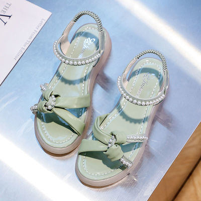 20凉鞋女夏外穿ins2021年夏季新款时尚百搭仙女风蝴蝶结时装凉鞋