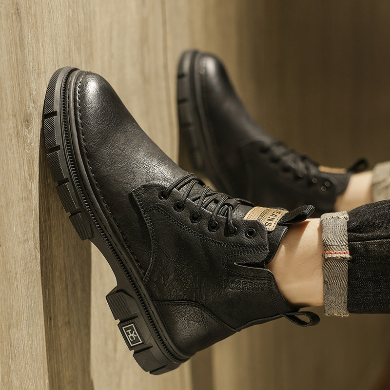 Martin Boots for Men 2025 New Winter Trendy Versatile British Style Motorcycle Leather Boots Thick-Soled High-Top Work Boots