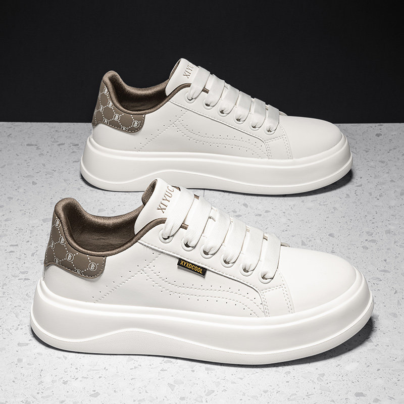 Men's Shoes 2025 New Winter Breathable Versatile Sports Casual Non-Slip Sneakers Soft Sole Lightweight Leather Surface Trendy White Shoes