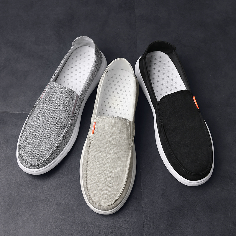 2022 new one foot pedal summer bean-bean shoe men's deodorant trendy canvas casual boomer shoes 100 lap old Beijing cloth shoes