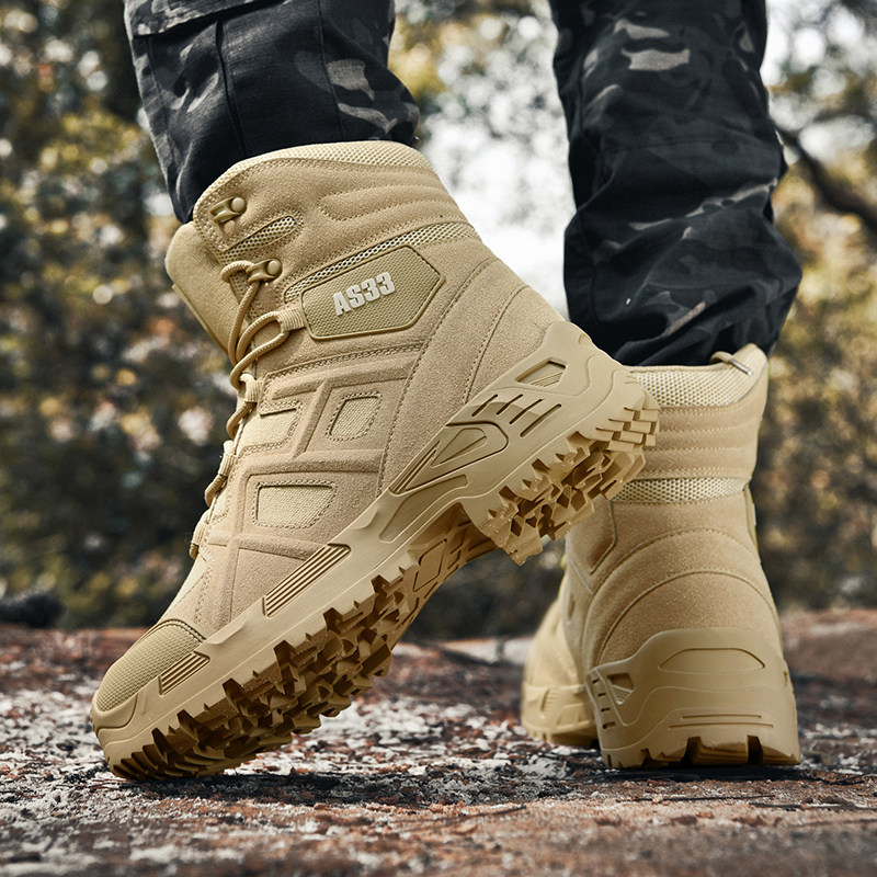 High-Top Men's Shoes, Winter Casual Outdoor Mountaineering Combat Sports Workwear Boots, Waterproof, Non-Slip, Wear-Resistant Labor Protection Shoes