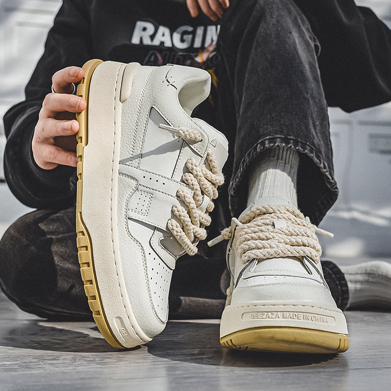 Men's Shoes 2025 New Winter Trendy Thick-Soled Height-Increasing Sports Sneakers Student Korean Style Versatile Casual White Trendy Shoes