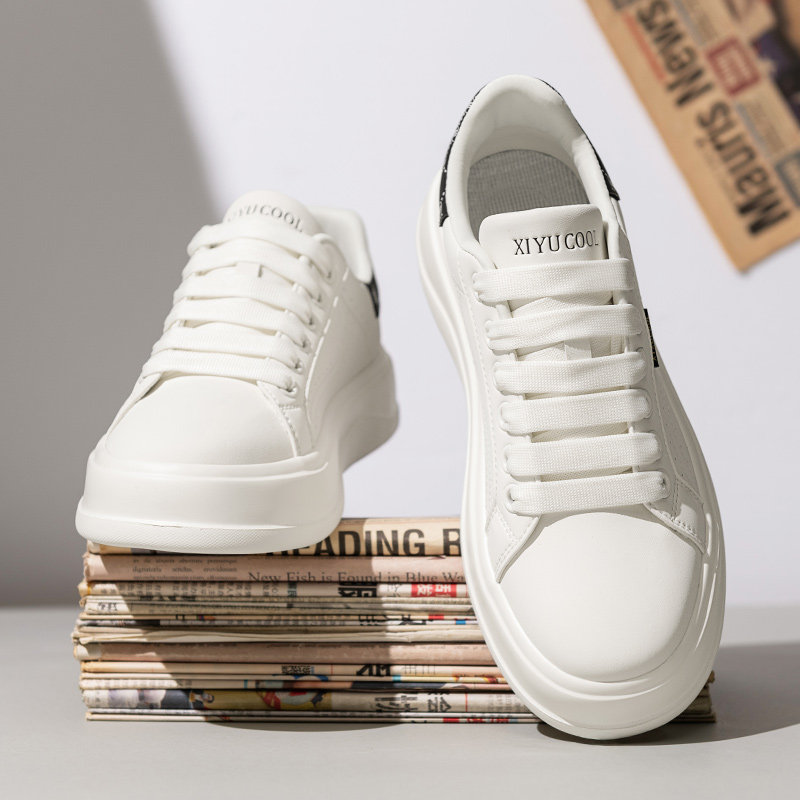 Men's Shoes 2025 New Winter Breathable Versatile Sports Casual Non-Slip Sneakers Soft Sole Lightweight Leather Surface Trendy White Shoes