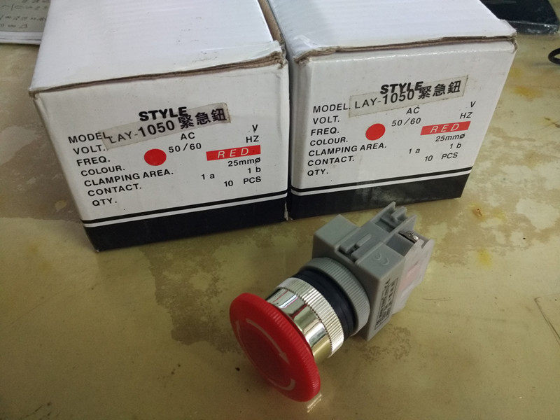 Vanvia Button Series 1050 Switch Mushroom Self Lock Emergency Stop Switch Button Single Group Everclosed Diameter 25mm