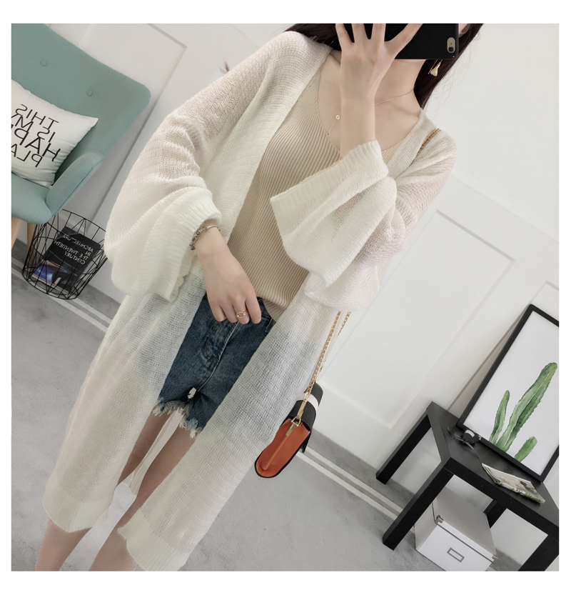 Áo khoác nữ 2018 mới của phụ nữ khăn choàng phiên bản Hàn Quốc của áo len dài rộng áo len cardigan mỏng mùa hè chống nắng quần áo áo cardigan nữ mỏng