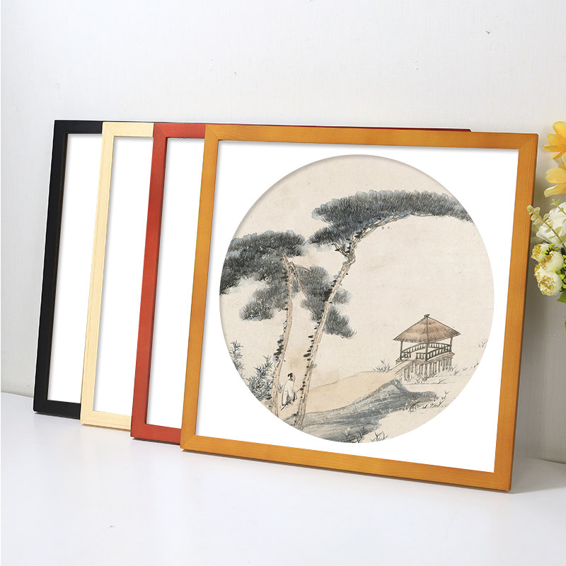 Country painting square frame frame outer frame mounting 33 38 30 30 35cm cm calligraphy Xuan paper hanging wall photo frame customization