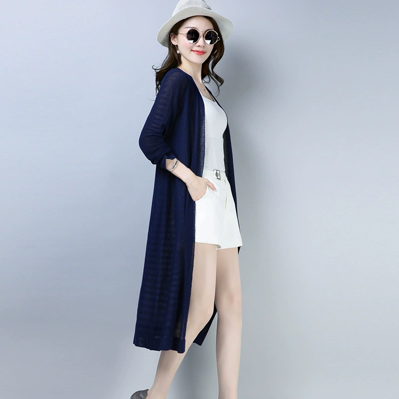 Áo len dệt kim mùa thu 2019 dành cho nữ dài với phần mỏng mùa hè Phiên bản Hàn Quốc của áo khoác chống nắng cỡ lớn áo choàng điều hòa - Cardigan