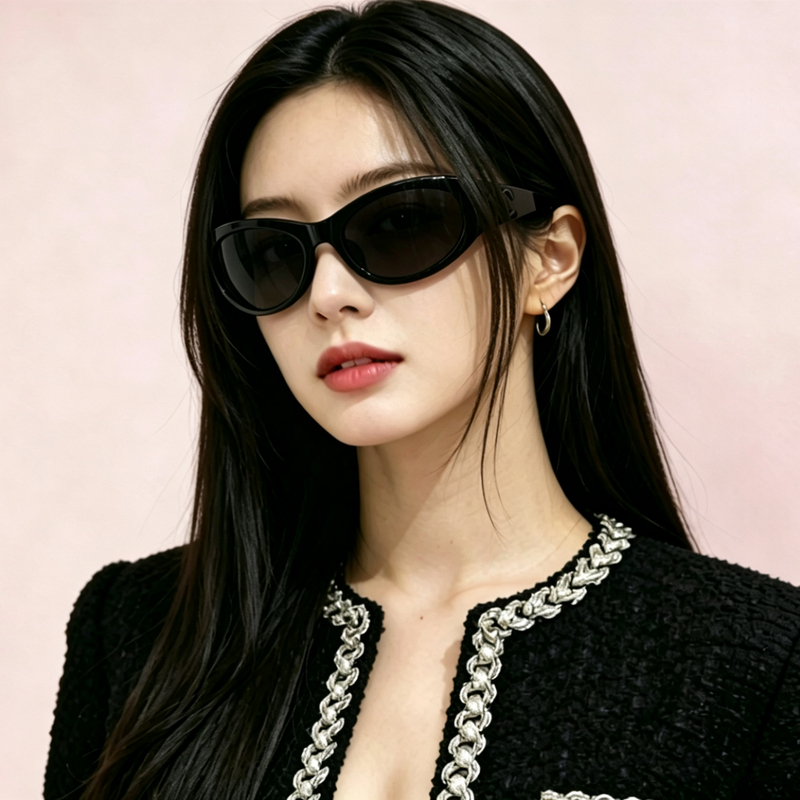 2026 New Model Xin Zhilei Jennie Style Curved Headband Sunglasses Chanel-Inspired Uv Protection Sunglasses