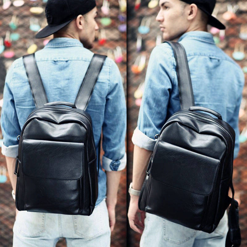 Shoulder Bag Men's backpack men's and women's Korean fashion casual small travel bag simple leather fashion college student bag