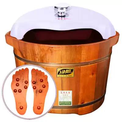 Non-electric constant temperature heating foot wash basin Foot bath barrel Foot bath barrel Solid wood wooden basin Foot bath barrel with lid Household artifact