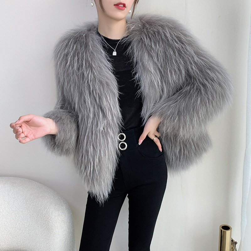 Double - sided fur woven fur coat female short 2022 new fox fur coat young style celebrity