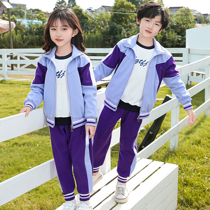 Kindergarten Garden Clothing Spring Autumn Suit Purple Teacher Sportswear Elementary School Children's School Uniforms Children Class Clothes Winter Three Sets
