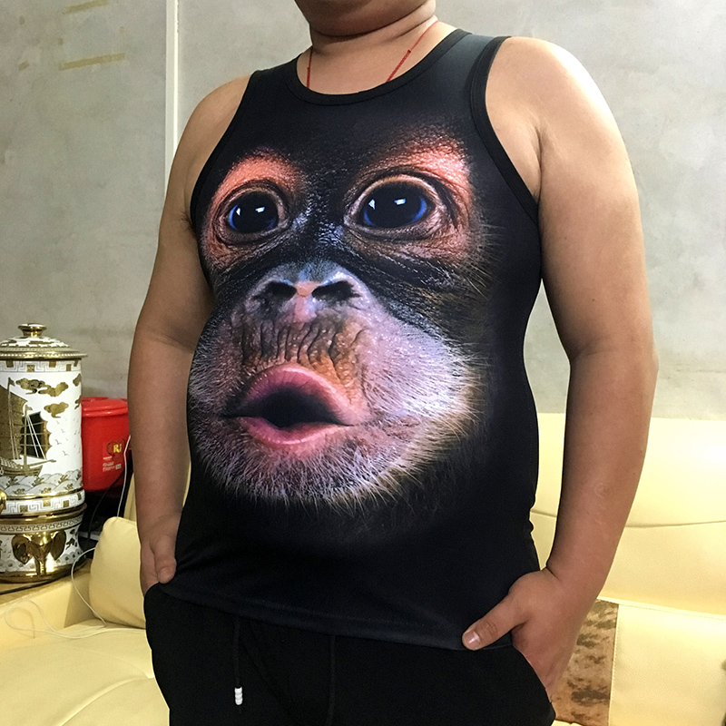 khỉ đột hài hước vest nam mùa hè cá tính 3D khỉ con vật đang băng lớn ngắn tay áo t-shirt quần áo không tay áo