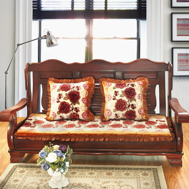 Sofa gỗ đệm đệm xốp dày ba chỗ ngồi cũ kỹ chống trượt băng ghế Xiêm pad đỏ sofa gỗ mùa đông - Ghế đệm / đệm Sofa đệm cho ghế gỗ