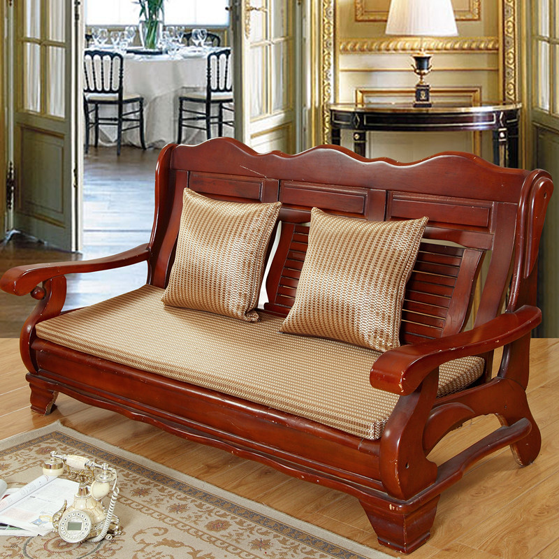 Mùa hè gỗ rắn đệm ba chỗ băng băng mat băng lụa mây trượt không đỏ ghế sofa gỗ đệm - Ghế đệm / đệm Sofa thảm ghế gỗ phòng khách