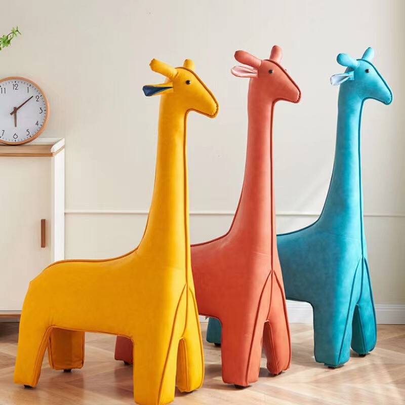 Giraffe Stool Children's Sofa Internet-Famous Animal Cartoon Stool Cute Pet Leather Deer Seat Living Room Decoration