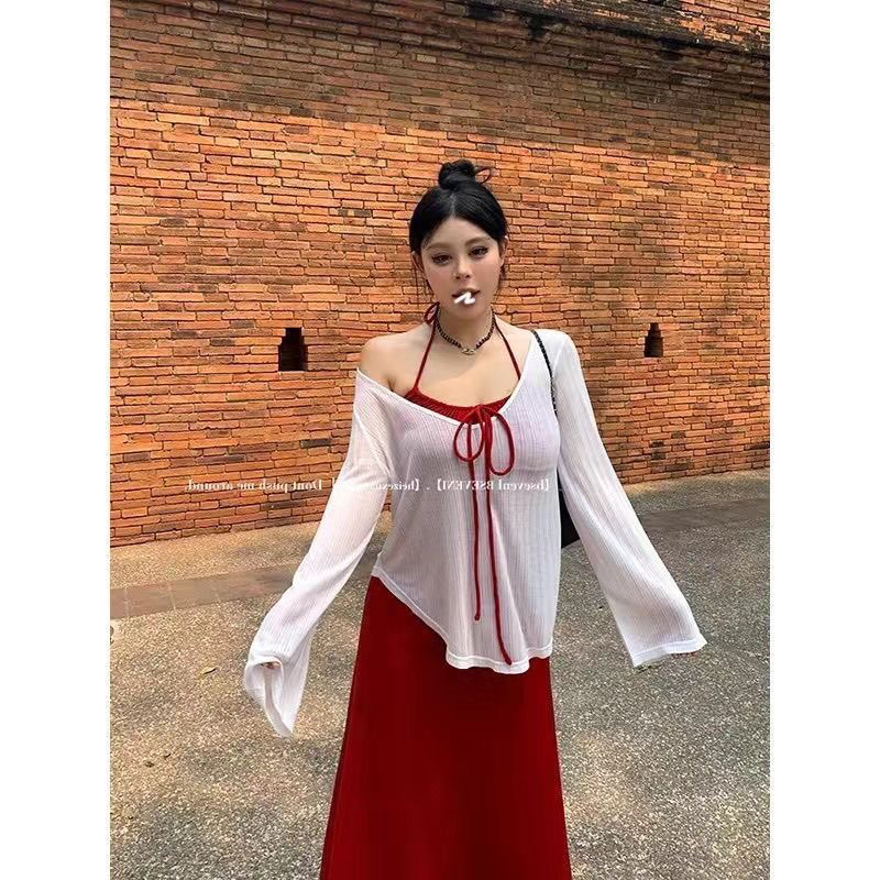 Plus Size 300 Pounds 2024 Early Autumn New Style for Chubby Women, Slimming Bow Adjustable Pure Desire A-Line Halter Neck Dress for Women
