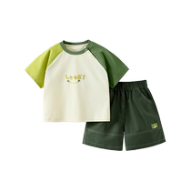 Qi Qi Xiong Boys Summer Suit Childrens 2024 Summer Short Sleeve T-shirt Shorts Sports Outdoor Leisure Two-piece Set