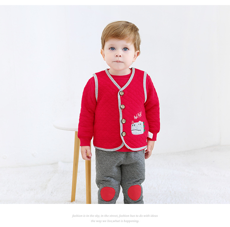 Qi Qi gấu nam và nữ baby vest ấm 2019 mùa thu và mùa đông quilted vest trẻ sơ sinh hoạt hình dán vải lụa vest - Áo ghi lê shop quần áo trẻ em