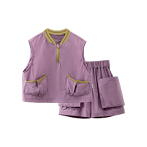 Small parasol] Qi Qi Xiong boys summer suit children 2024 new work clothes vest baby contrasting color outdoor thin