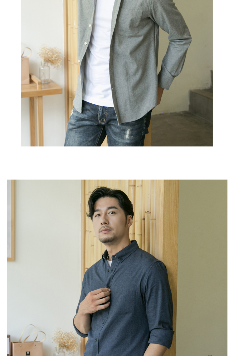 Ge Mu Shi nam flannel sanding áo sơ mi dài tay cotton cộng với phân bón XL kinh doanh áo sơ mi màu rắn thường áo khoác sơ mi nam