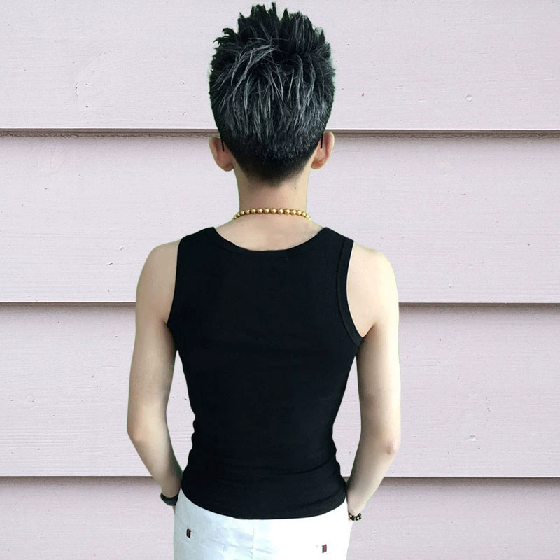 Phiên bản Hàn Quốc của giới trẻ mới Áo vest cotton mỏng thanh lịch bó sát thể thao cơ sở màu sắc rắn vest vest nam ao khoac vest nam