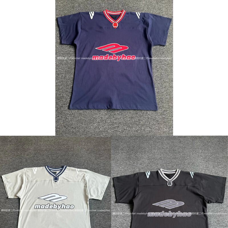 【Ceiling Top】26Ss3B Manchester United Football Embroidered Oversized V-Neck Short Sleeve Unisex