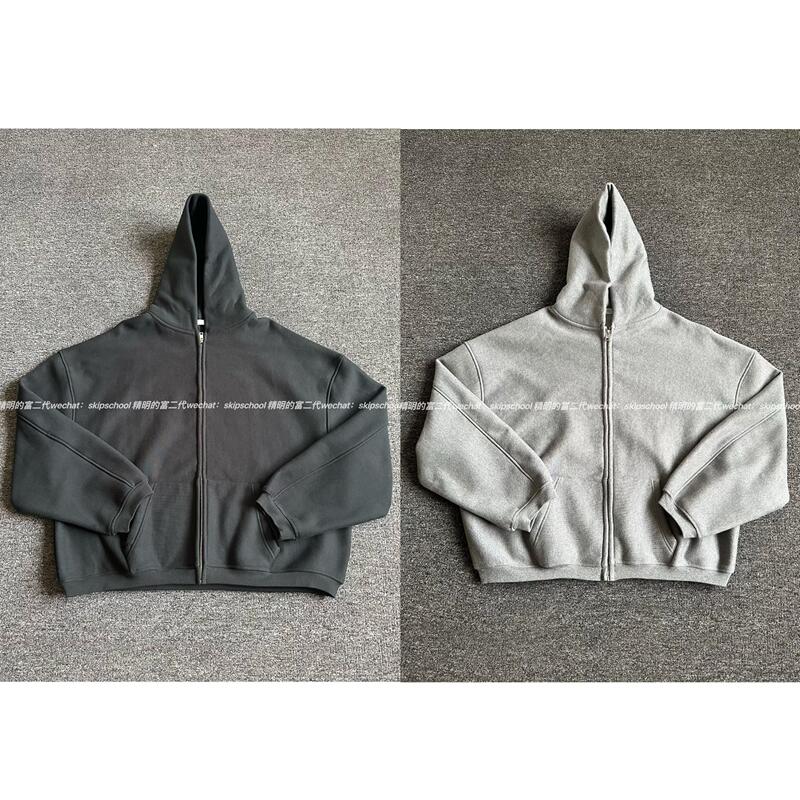 【Ceiling Top】24Fw Aw Black and Gray Basic Hooded Zip-Up Sweatshirt Jacket, Unisex Style by Yang Mi and Bai Jingting