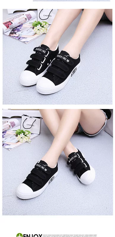 Giày xuân hè 2018 mới dành cho nữ Giày đế bệt đế bệt đế thấp Velcro Phiên bản Hàn Quốc của giày nữ sinh trắng thủy triều