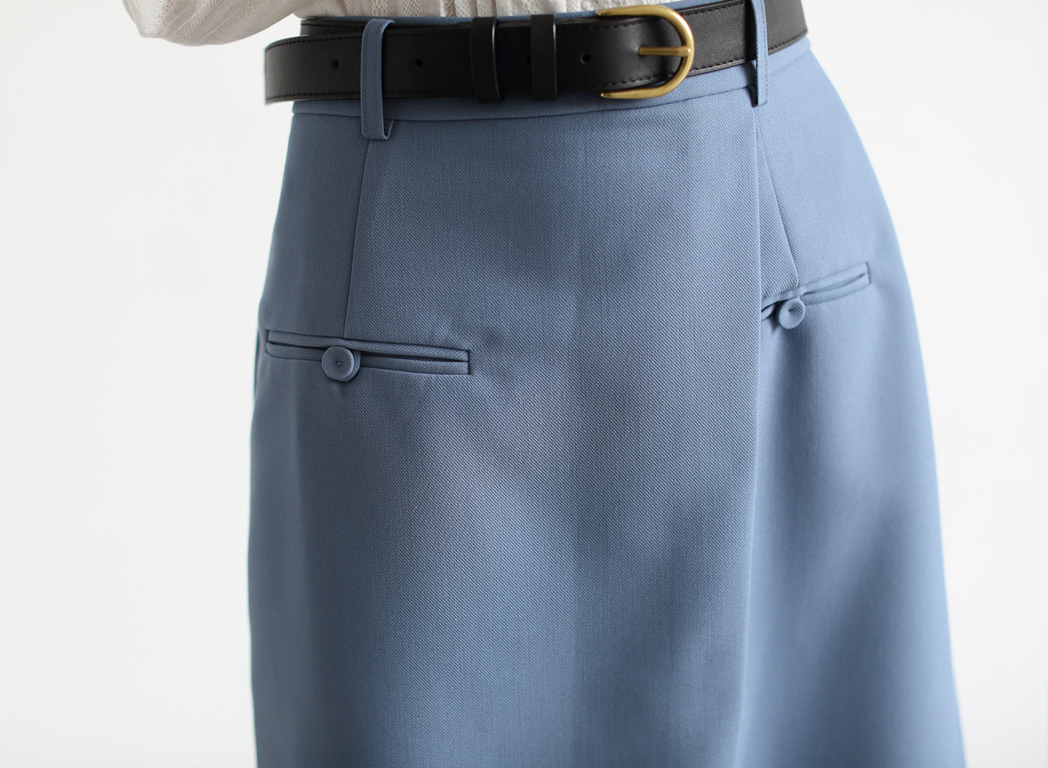 SEEK AUTUMN front piece asymmetric small A gray blue skirt all-match basic simple mid-length version of the meat-covering skirt