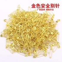 Old-fashioned safety pins for children to fix the waistband of clothes and trousers into small brooches and large and small paper clip pins