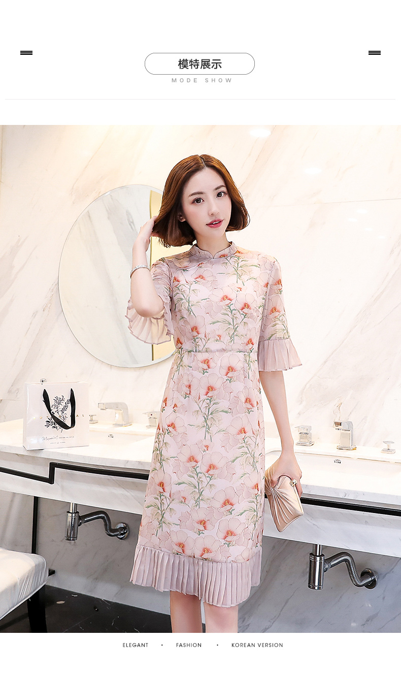 Cải tiến sườn xám hè 2019 nữ mới kiểu Trung Quốc Váy voan nữ retro phong cách dân tộc - Váy eo cao đầm nhún eo
